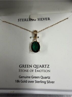 Macy's Green Quartz Pendant Necklace in 18k Gold over Sterling Silver